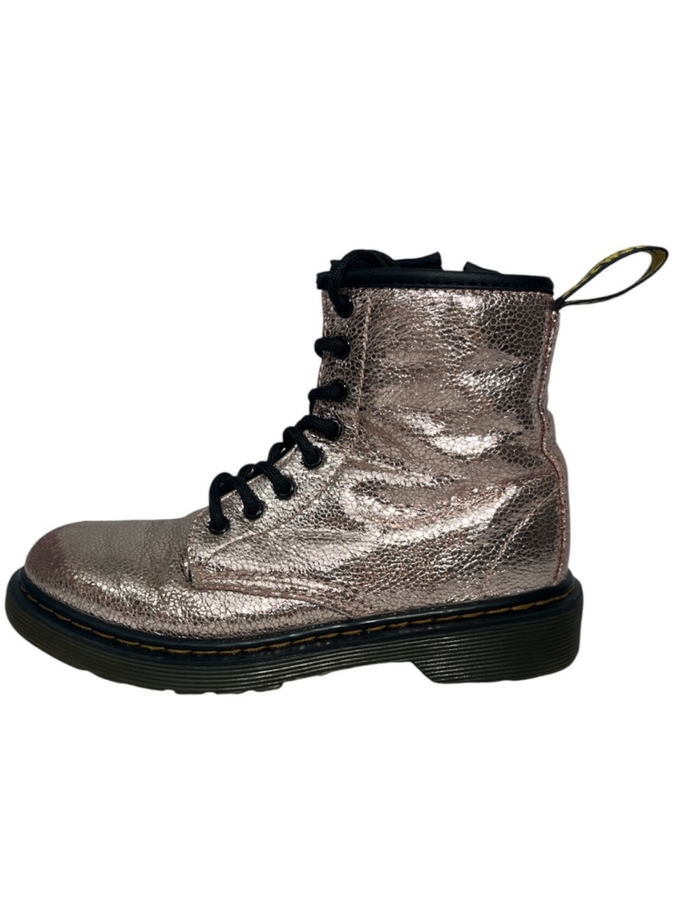 Dr Martens 1460J Pink Metallic Combat Boots Kids Size 1 Sparkle Shine Lace/Zip